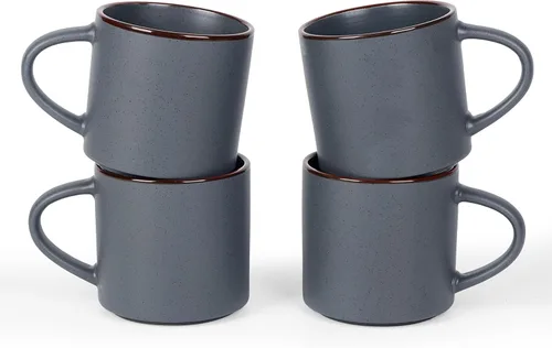 Miniatura 10 de famiware Juego de 6 tazas de café Nebula de 14 onzas, juego de tazas de cerámica con asa para café con leche, té, leche, capuchino, cacao, negro mate