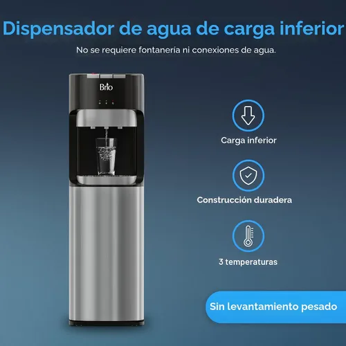 Miniatura 2 de Brio Dispensador de agua de carga inferior, serie esencial, 3 ajustes de temperatura, agua caliente, temperatura ambiente y fría, aprobado por