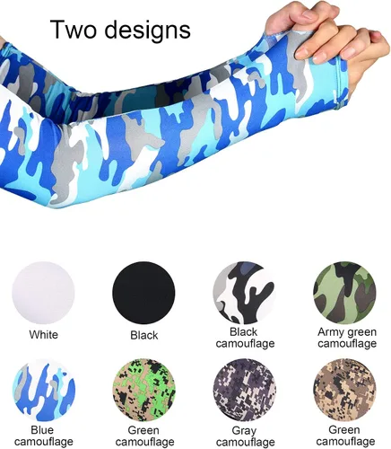 Miniatura 5 de SATINIOR 10 pares de mangas de brazo con protección solar UV mangas de camuflaje refrescante antideslizante tatuaje cubierta manga con agujeros