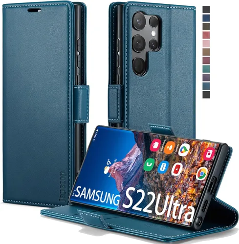 Miniatura 12 de Funda tipo cartera para Samsung Galaxy S22 5G con tarjetero y función atril, bloqueo magnético RFID, funda de piel con tapa para Galaxy S22 5G