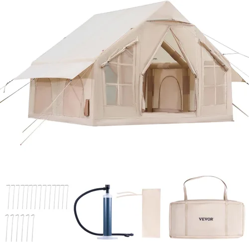 Miniatura 15 de VEVOR Tienda de campaña inflable para camping, tienda inflable de fácil instalación con bomba de mano, tienda de campaña Glamping para 4 estaciones