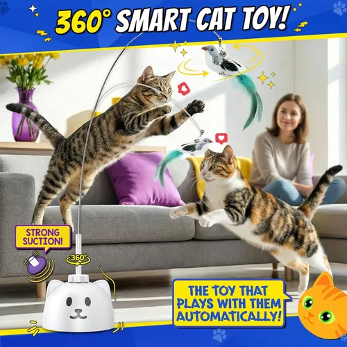 Miniatura 2 de CATPICK Juguetes interactivos para gatos de interior, juguete eléctrico automático de plumas de pájaro volador – El mejor juguete de enriquecimiento