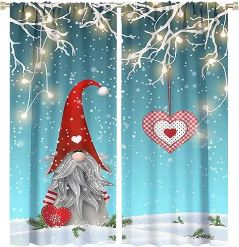 Miniatura 40 de Cortinas de Navidad de gnomo, bolas de árbol de Navidad, luces, regalos, decoración de tablones para sala de estar, dormitorio, bolsillo para barra