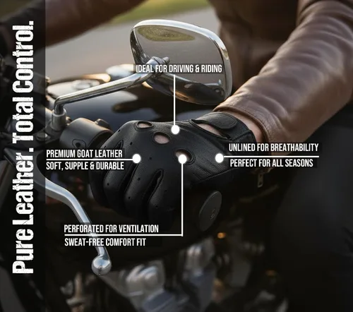 Miniatura 3 de Nuevos Guantes de Cuero de Policía Motociclista para Conducir Montar Carreras Cuero Natural Real Pantalla Táctil Ventilación Hombres Mujeres