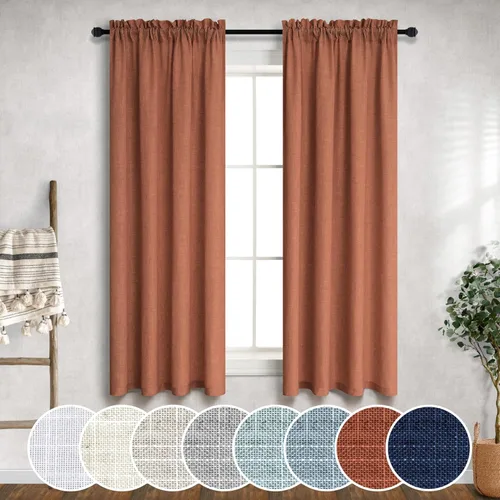 Miniatura 80 de Cortinas blancas puras de 38 pulgadas de ancho para dormitorio, juego de 2 paneles de cortinas de privacidad con bolsillo para barra, cortinas