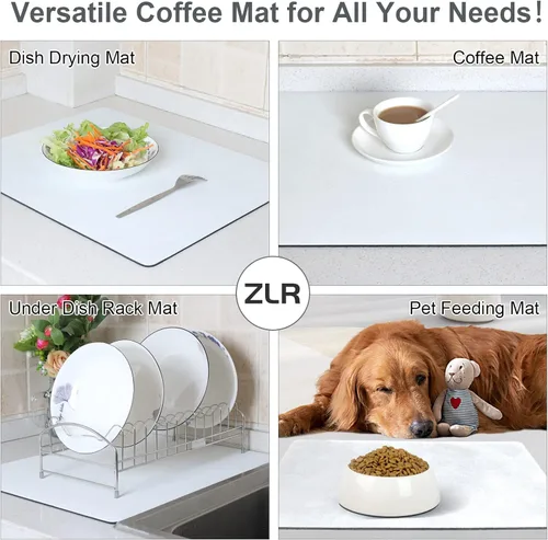 Miniatura 6 de ZLR Tapete de barra de café para encimeras (12 x 16 pulgadas, pequeña), tapete para secar platos absorbente que oculta las manchas para máquinas
