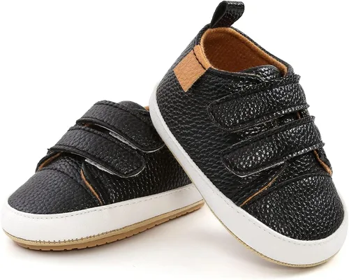 Miniatura 4 de QWZban Zapatos de bebé para niños y niñas, zapatillas de deporte con suela de goma antideslizante, para cuna de bebé, zapatos de vestir