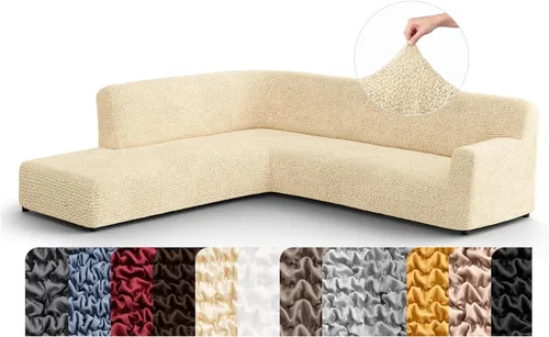 Miniatura 22 de PAULATO BY GA.I.CO. Funda de sofá modular, funda para sofá chaise longue en forma de L, fundas lavables para sofá esquinero, funda elástica de Gris