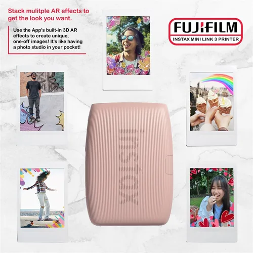 Miniatura 4 de FUJIFILM INSTAX Mini Link 3 - Paquete de impresora para teléfono inteligente con película Fujifilm Instax Mini (20 hojas), marcos de fotos