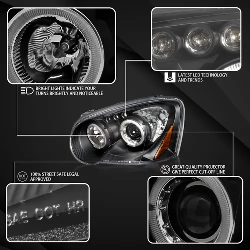 Miniatura 3 de Autozensation Compatible con Subaru Impreza RS/WRX/Outback/STI de 2004-2005, juego de faros izquierdo + derecho, faros de proyector de halo negro