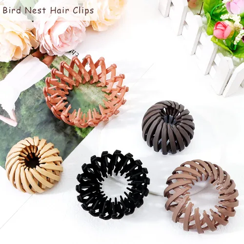 Miniatura 7 de TOBATOBA Bird Nest - Pinza mágica para el cabello, 5 unidades, plástico mate, horquilla expandible para cabello fino, soporte para cola de caballo