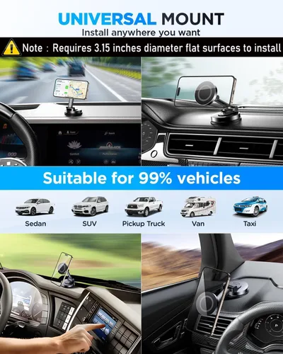 Miniatura 5 de Tophot Soporte de teléfono MagSafe para automóvil, soporte de teléfono para salpicadero, soporte magnético giratorio de 360° para automóviles