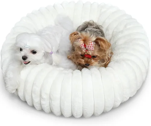 Miniatura 15 de Camas rosadas para cachorros pequeños y gatitos, lavables, suaves y cómodas, cama para perros con lados para gatos de interior, cama redonda