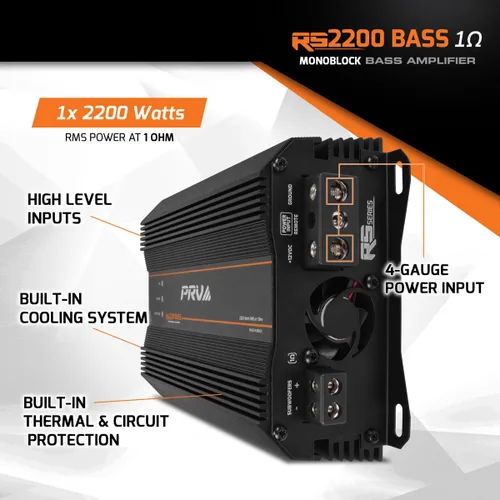 Miniatura 4 de PRV Audio Amplificador de subwoofer monobloque clase D de 2200 vatios RS2200 BASS 1 ohmio - 12 voltios amplificador para automóvil, crossover