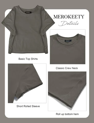 Miniatura 5 de MEROKEETY Camisetas cortas de verano de manga corta con cuello redondo para mujer 2023