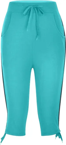 Miniatura 195 de Pantalones capri para mujer, estilo casual, de verano, elásticos, de cintura alta, pantalones de yoga, ajuste atlético, pantalones deportivos