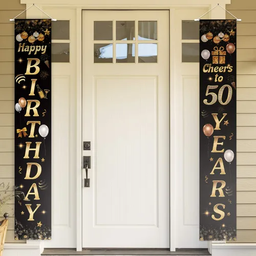 Miniatura 24 de Cartel de Feliz cumpleaños para la puerta, color negro