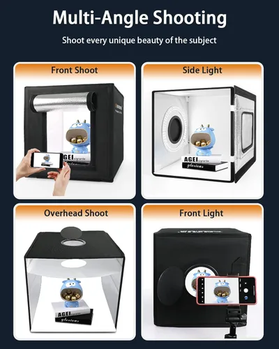 Miniatura 6 de DUCLUS Fotografía de caja de luz, caja de cabina de fotos de 12 x 12 pulgadas con 120 luces LED regulables y CRI>95, caja de luz portátil con 8
