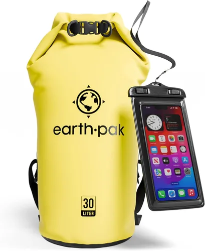 Earth Pak Bolsa Seca Impermeable - Mochila Impermeable de Cierre Enrollable Superior Mantiene el Equipo Seco para Kayak con Funda Impermeable para