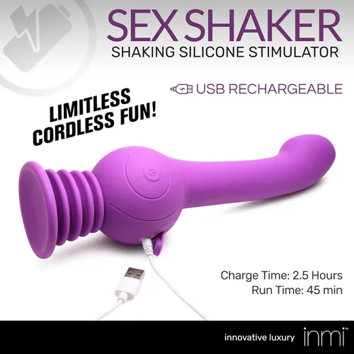 Miniatura 3 de INMI Sex Shaker Silicona para hombres, mujeres y parejas. Consolador giratorio recargable, impermeable y potente, 1 pieza, morado. Púrpura