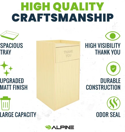 Miniatura 4 de Gabinete de cubo de basura para restaurante Alpine con soporte para bandeja - Cubo de basura de agradecimiento, gabinete de cubo de basura comercial