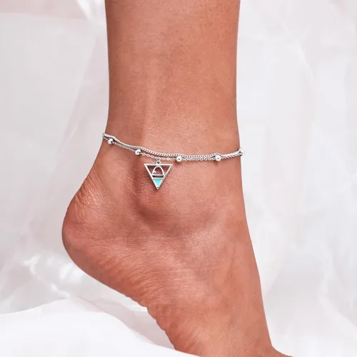 Miniatura 36 de CHIC & ARTSY Tobilleras de plata de ley S925 para mujer, pulsera de tobillo ajustable multicapa para playa, joyería de verano para mujer, de 10 a 11