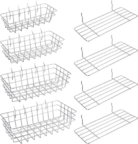 Miniatura 9 de 8 cestas de tablero de clavijas, estantes de tablero de clavijas, estantes de alambre para tablero de clavijas, organizador de pared, accesorios