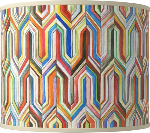 Pantalla redonda con impresión de tambor de tapa dura, color azul y naranja, mediano, 14 pulgadas, parte superior x 14 pulgadas inferior x 11