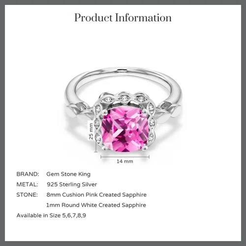 Miniatura 154 de Gem Stone King Anillo de compromiso de plata de ley 925 de 0.315 in con piedra natal y zafiro blanco creado Anillo de compromiso de boda