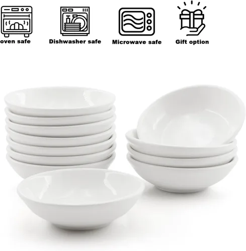Miniatura 4 de Juego de 12 Platos de Salsa de Soja de Cerámica Blanca de 1.2 Oz, Juego de Mini Cuencos para Salsa, Juego de Mini Cuencos para Salsa, Mini Plato