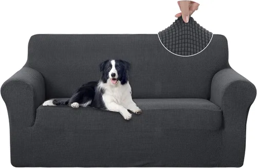 Miniatura 45 de U-NICE HOME Funda elástica para sofá, lavable, protector de muebles para sofá de 3 cojines, apta para mascotas (sofá, gris)