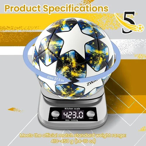 Miniatura 5 de ZWAW Balón de Fútbol Tamaño 5 – De Cuero PU Impermeable, Incluye Bomba, Agujas y Red de Almacenamiento de Malla para Fácil Transporte