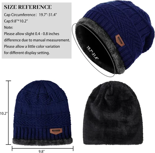 Miniatura 127 de Loritta Gorro de invierno cálido de punto grueso y holgado para hombre