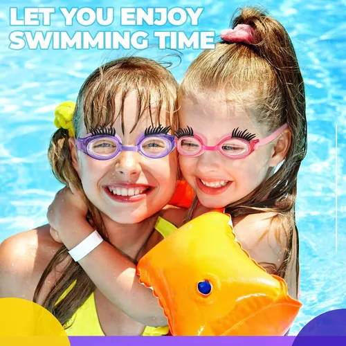 Miniatura 7 de Konohan Gafas de natación para niños, pestañas para niñas, divertidas gafas de natación sin fugas, antivaho y UV para extensiones de pestañas