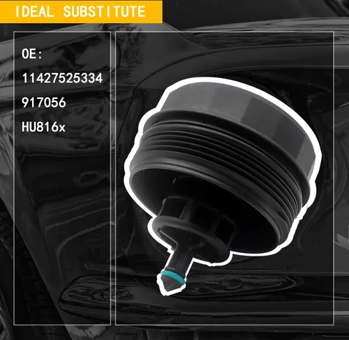 Miniatura 3 de Tapa de la carcasa del filtro de aceite 11427525334 compatible con BMW 323I 525I 128I 325XI 328XI 330XI 335XI 525XI 528XI 530XI 535XI 740LI X3 X5 X6