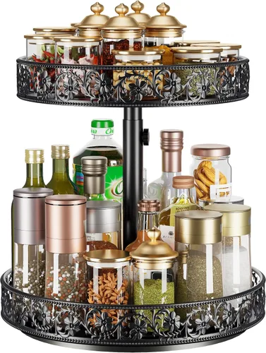 Miniatura 11 de Lazy Susan - Organizador giratorio de 10 pulgadas, estante de especias giratorio de 360 grados Lazy Susan para gabinete, mesa de comedor, encimera