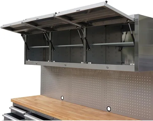 Miniatura 7 de AnorTrek Caja de herramientas de 72 pulgadas con 15 cajones con gabinete superior de 3 y tablero de clavijas en acero inoxidable (Acero inoxidable)