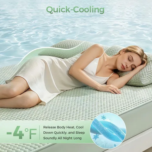 Miniatura 2 de Tokokimo Protector de colchón refrescante, protector de colchón impermeable de enfriamiento de tamaño completo con 2 fundas de almohada, funda