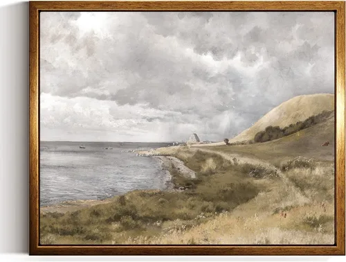Miniatura 81 de InSimSea Arte de Pared en Lienzo Vintage con Marco Dorado Dama del Siglo XVII en Vestido Blanco Tono Oscuro 12 x 16 pulgadas, Retrato Melancólico