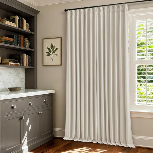 Miniatura 39 de Juego de 2 paneles de cortinas plisadas negras de 80 pulgadas para sala de estar, cortinas plisadas de lino con forro de 80 pulgadas de largo, 100%