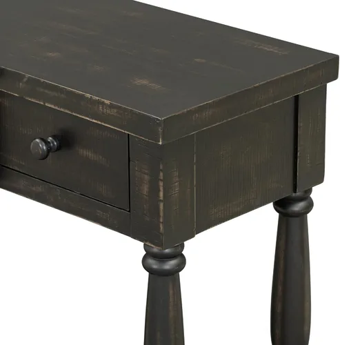Miniatura 9 de Mesa de consola grande retro de 63 pulgadas, aparador de madera con 4 cajones de almacenamiento y 1 estante, armario de almacenamiento de buffet