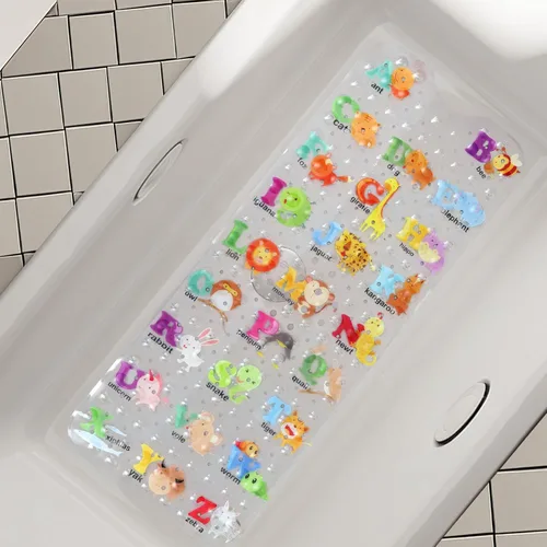 Miniatura 9 de Alfombra de baño antideslizante para bañera y ducha, lavable a máquina, antideslizante, con dibujos animados, con agujeros de drenaje y ventosas