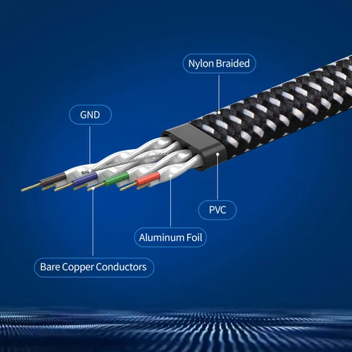 Miniatura 4 de Cable Ethernet Cat 7, DanYee, de nailon CAT7 de alta velocidad, profesional, chapado en oro, cables STP CAT 7 RJ45, cable Ethernet de 3 ft, 10 ft
