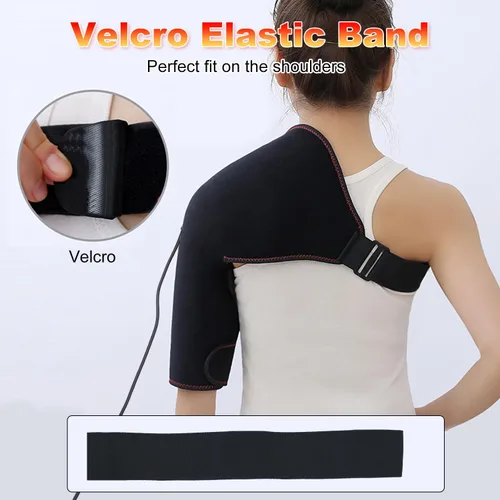 Miniatura 6 de Soporte de hombro calentado con masajeador, almohadilla térmica eléctrica portátil para dolor de hombros y masaje muscular superior del brazo