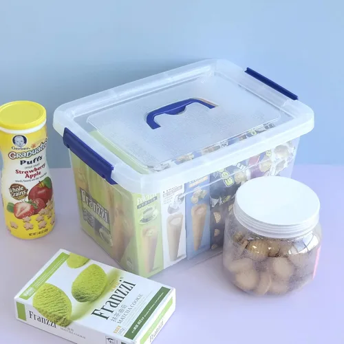 Miniatura 4 de Caja de almacenamiento de plástico transparente de 10 L, caja de almacenamiento con asa, paquete de 6