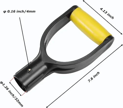 Miniatura 2 de Mango de pala de plástico con agarre en D, diámetro interior de 32 mm para pala de nieve, herramienta de excavación y rastrillado, accesorio