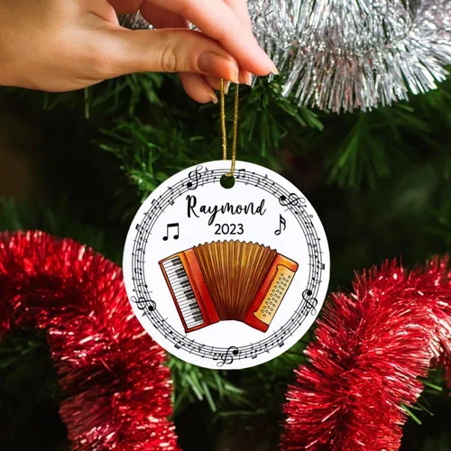 Miniatura 4 de Adorno de acordeón personalizado de Navidad, adorno de instrumento musical de acordeón para árbol de Navidad 2025, adorno de acordeón regalo