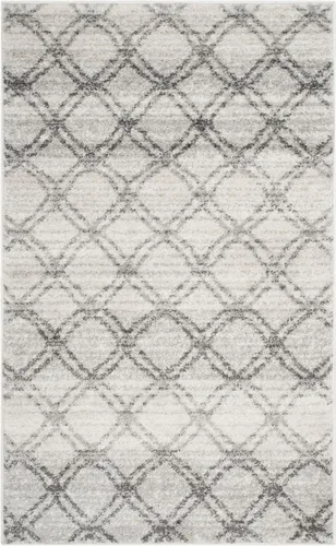 Miniatura 3 de SAFAVIEH Adirondack Collection - Alfombra decorativa, 2 pies 6 pulgadas x 4 pies, color plateado y carbón, diseño moderno de enrejado, no desprende