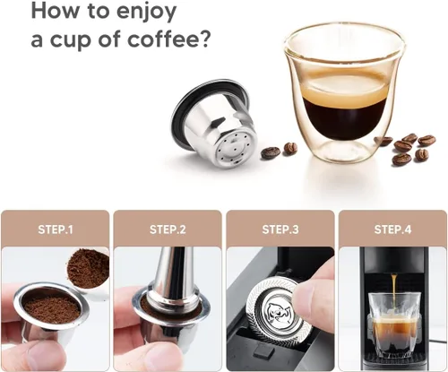 Miniatura 5 de Cápsulas reutilizables de acero inoxidable N espresso aptas para Nes Presso OriginalLine, cápsulas de filtro de café expreso recargables de metal