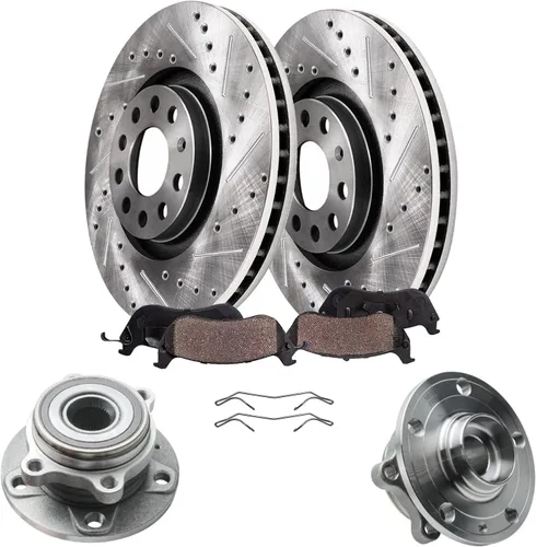Miniatura 29 de Detroit Axle - Kit de freno trasero para Mercedes-Benz ML320 1998-2003, rotores de freno de disco ranurados perforados 03-05 ML350 Pastillas